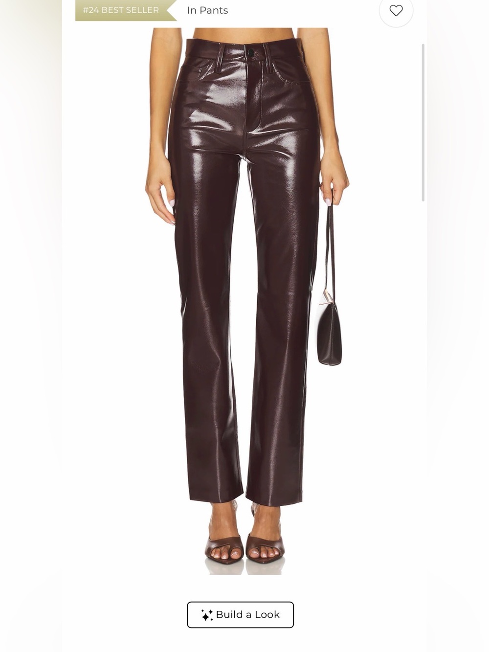 NEW Joe's Margo Faux Leather Slim Pant Faux Leather Slim Pants in Brown Waist 28